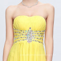 Grace Karin Strapless Sweetheart Chiffon Long barato Padrão De Vestido De Baile Amarelo CL6002